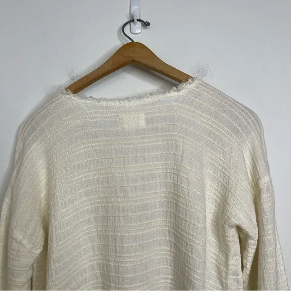 McGuire Linen Cotton Blend Split Long Sleeve Tie Top Blouse S Textured Luxury - Picture 13 of 16